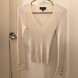 Express V-neck ribbed long sleeve